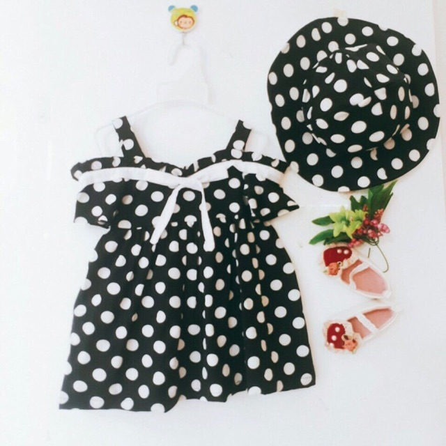 💕 Set Đầm Rớt Vai + nón cho be ( sale 100k )