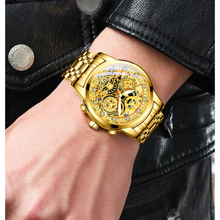 Đồng hồ nam dây thép giả cơ siêu đẹp RZY068