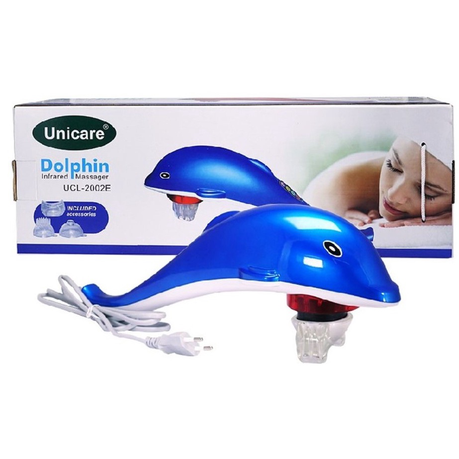 ✅ UNICARE DOLPHIN UCL-2002E - Máy massage cầm tay cá heo, Có 3 đầu massage kèm theo