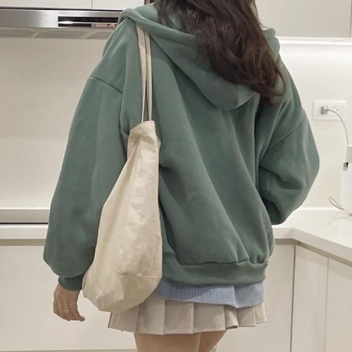 Áo khoác hoodie nữ chất nỉ unisex dày dặn form rộng trơn basic thu đông hàn quốc Fmstyle Saigon 21KU11EP0401 | BigBuy360 - bigbuy360.vn