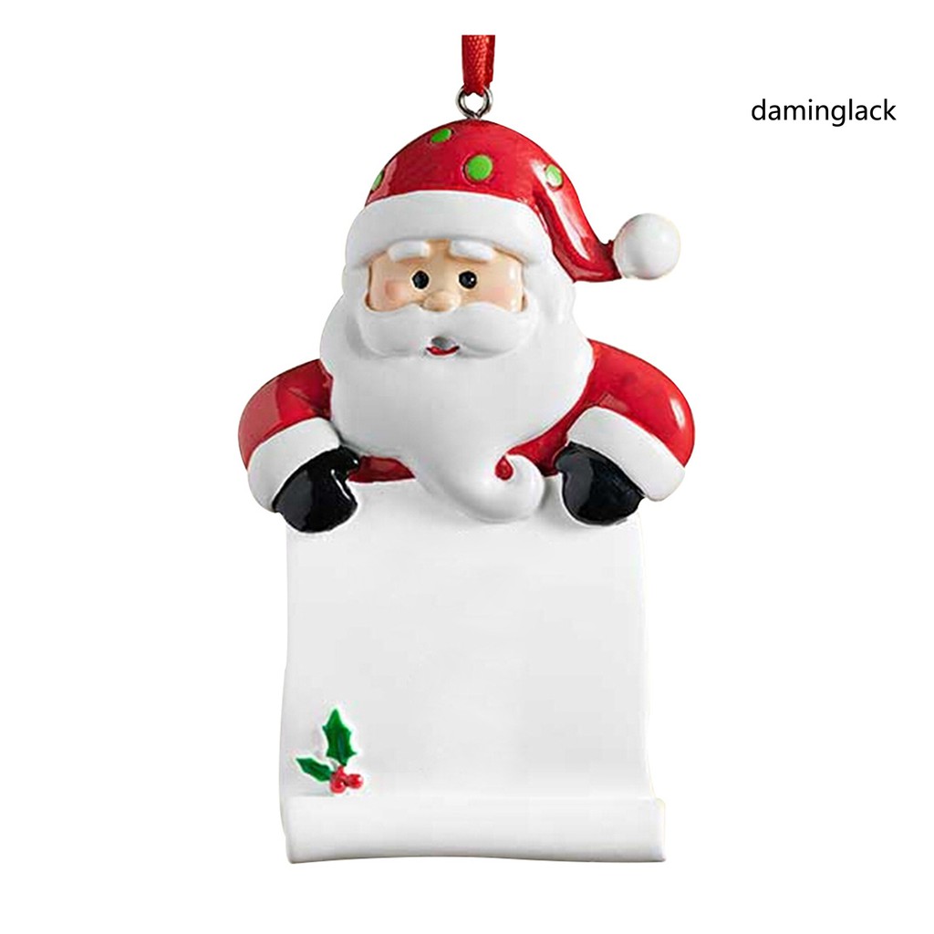 DAMS_Santa Claus Holding Parchment Pattern Christmas Tree Resin Hanging Ornament