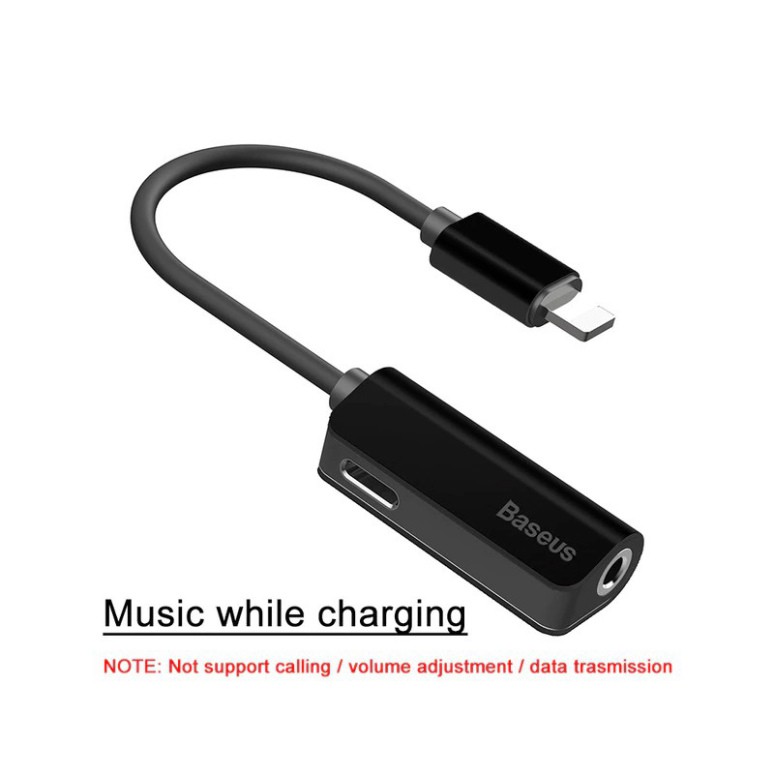 Jack âm thanh Baseus L32 2 trong 1 cho iPhone từ Lighting sang jack 3.5mm và Lightning.Hỗ trợ nghe nhạc và sạc đồng thời