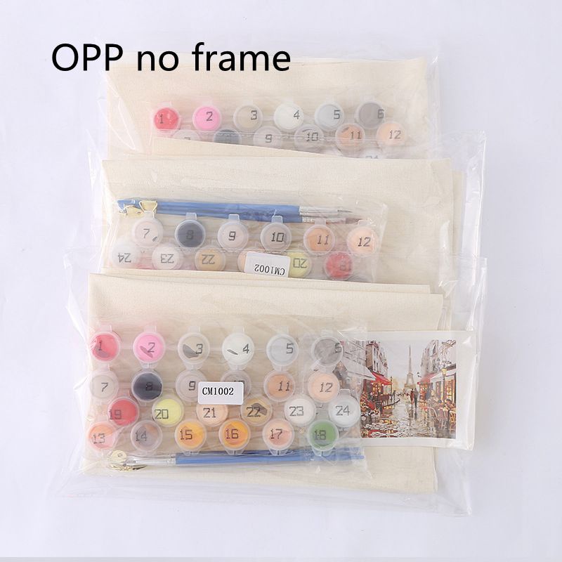 Tranh tô màu dầu canvas theo số kèm khung họa tiết phong cảnh DIY 40 * 50cm