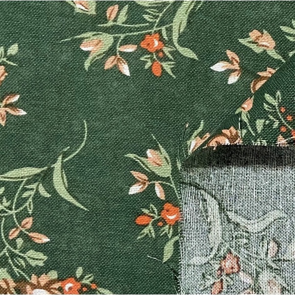 Vải linen bột họa tiết hoa lá 50x150cm may áo dài, váy đầm