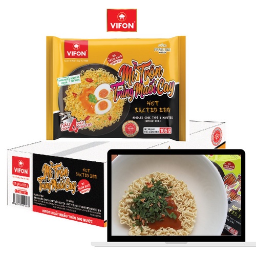 Thùng 24 Mì Trộn Trứng Muối Cay VIFON (105g/Gói)