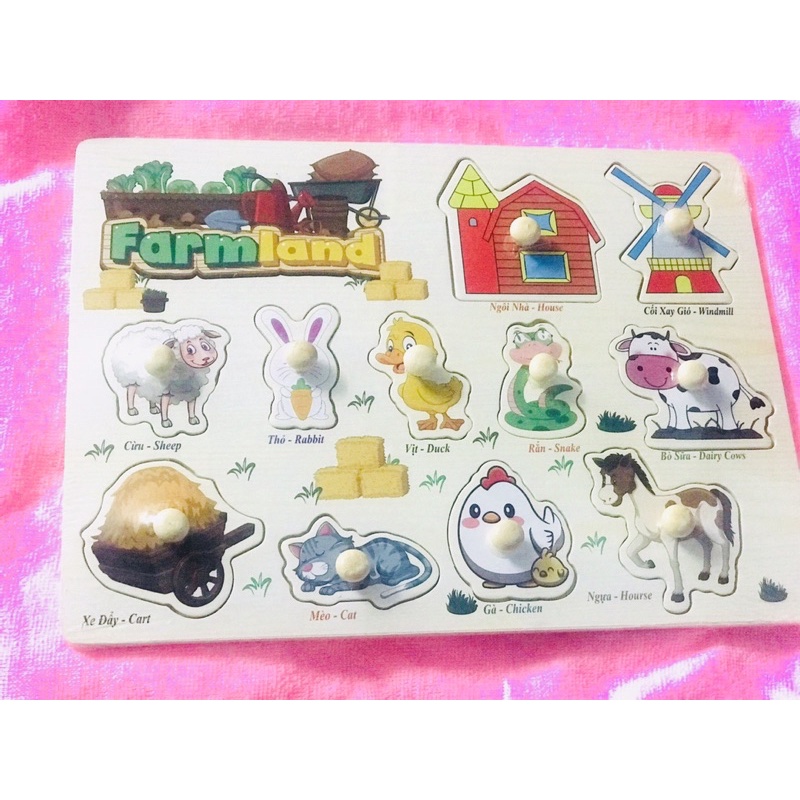 Đồ chơi bảng núm gỗ ghép hình,bảng chữ cái núm gỗ, chữ số và nhiều chủ đề.
