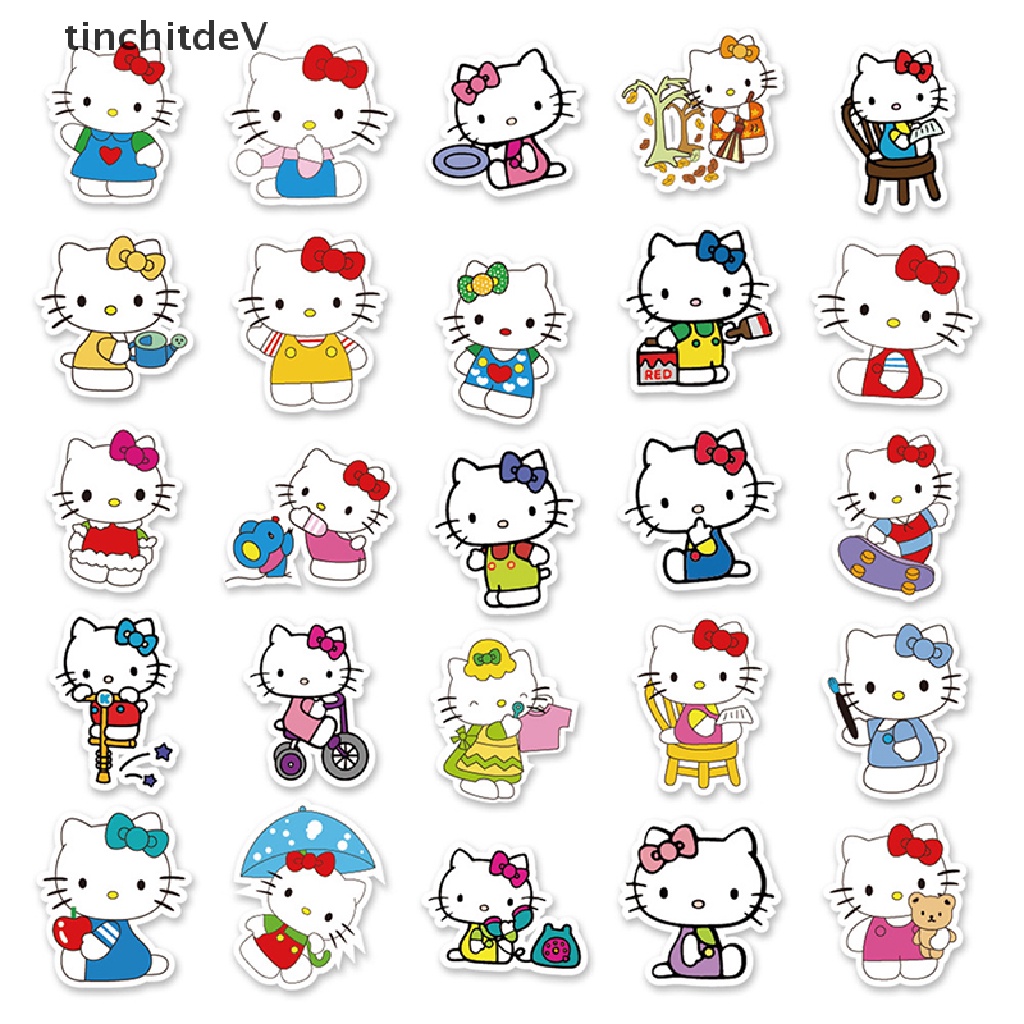 Bộ 50 Miếng Dán Chống Thấm Nước Hình Hello Kitty Dễ Thương Cho Bé