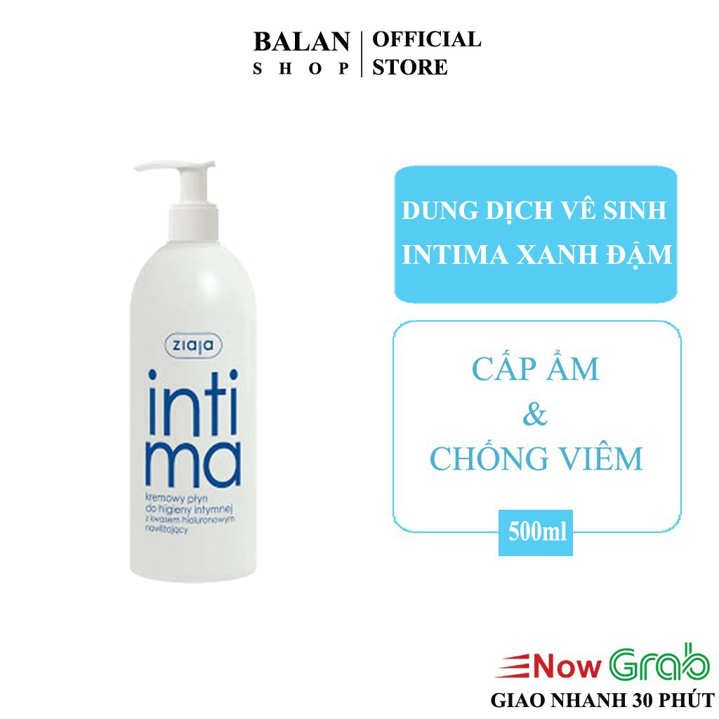 Dung Dịch Vệ Sinh Phụ Nữ Intima Xanh Đậm Bổ Sung Axit Hyaluronic Khô hạn - Hàng Nội Địa, Date Mới Nhất 500ml