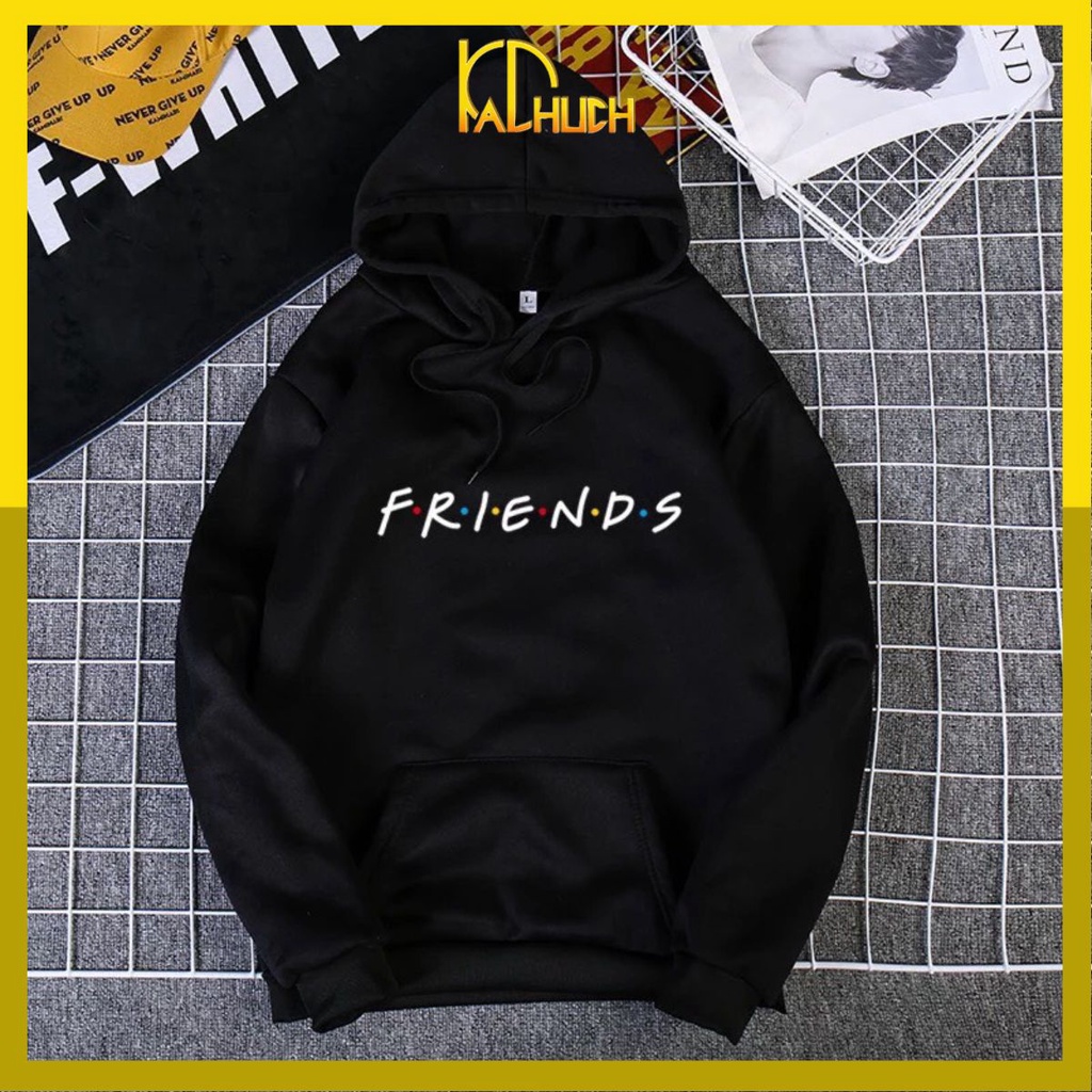 Áo hoodie nam nữ in chữ friends vải nỉ bông mềm mịn nón 2 lớp