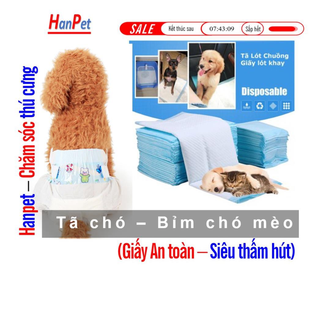 Hanpet.GV- { lẻ 1 miếng} Bỉm chó mèo dạng quần dán &amp;Tã giấy lót chuồng chất liệu giấy siêu thấm cho thú cưng