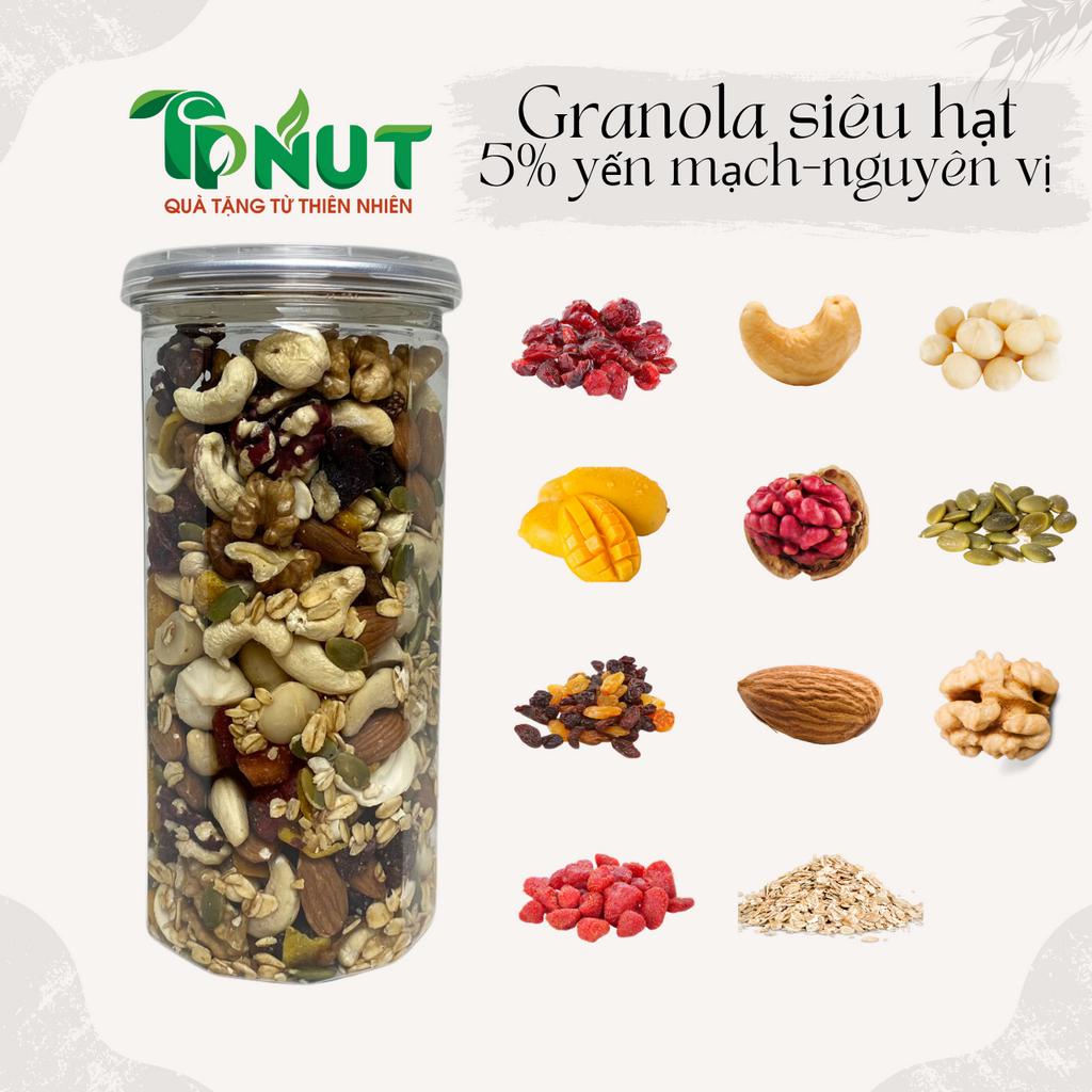 500g Granola siêu hạt, siêu macca không yến mạch TPNut - Ăn kiêng không đường