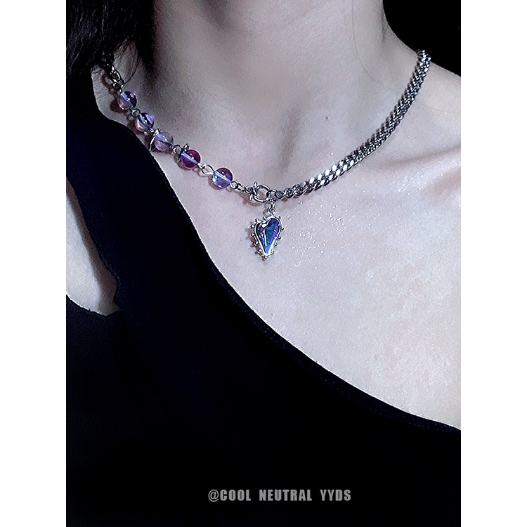 Vòng cổ Hình Trái Tim Màu Tím Phong Cách punk hip hop Thời Trang Cho Nam Và Nữ