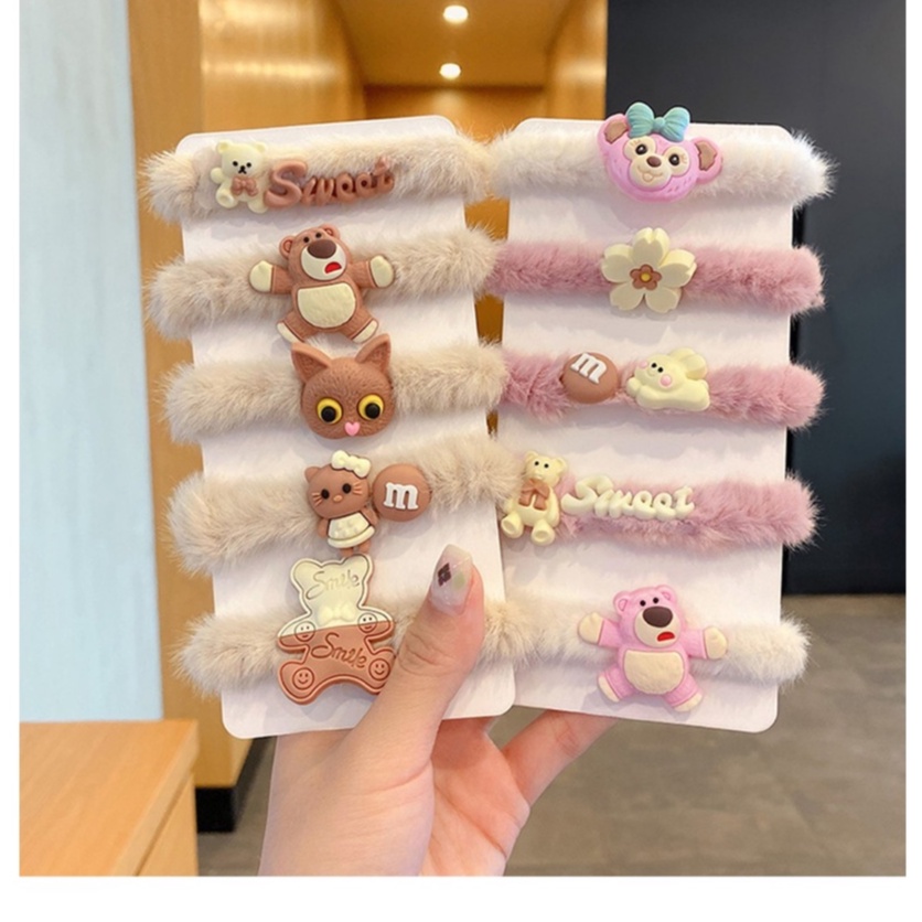 Set 5 Chun tóc LÔNG TUYẾT HÌNH THÚ dễ thương, nhiều mẫu cho bé (HC)