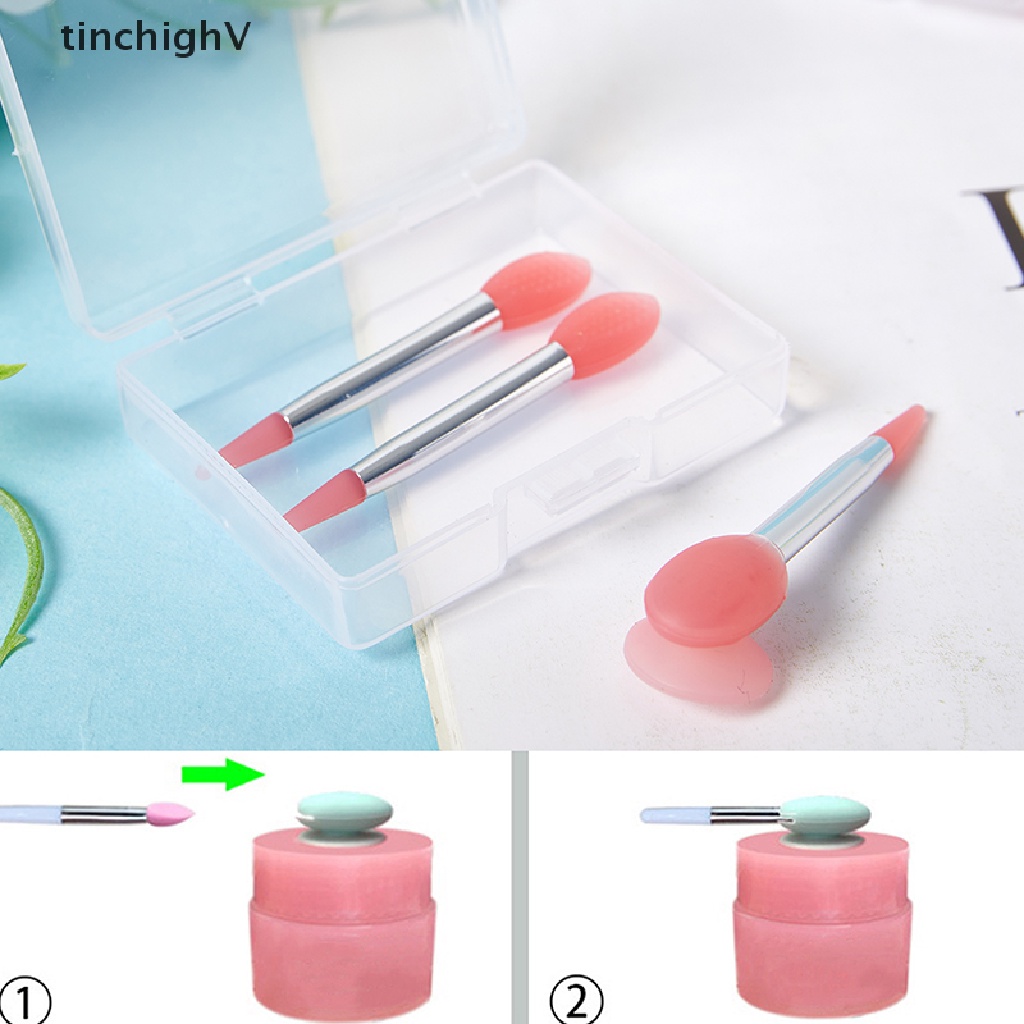 Set 3 Cọ Đắp Mặt Nạ Môi Bằng Silicone Kèm Nắp Đậy Chống Bụi Tiện Lợi