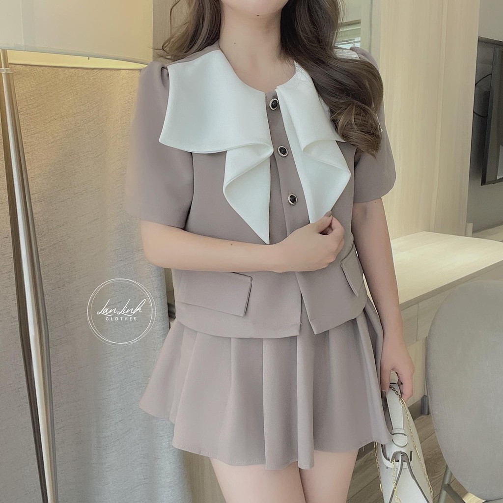 MẪU MỚI  Sét bộ vest áo nơ chân váy xòe sang #HOTTREND
