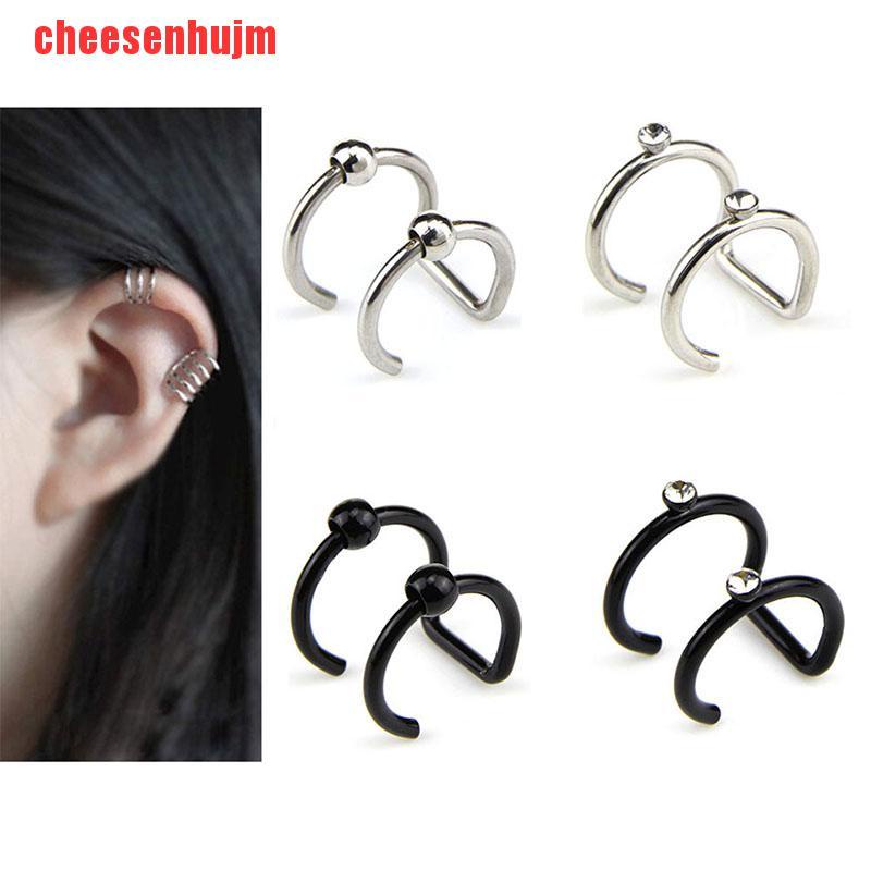 [cheesenhujm]Crystal Non-Piercing Clip On Ear Stud Cuff Wrap Hoop Earrings Cartilage Gift
