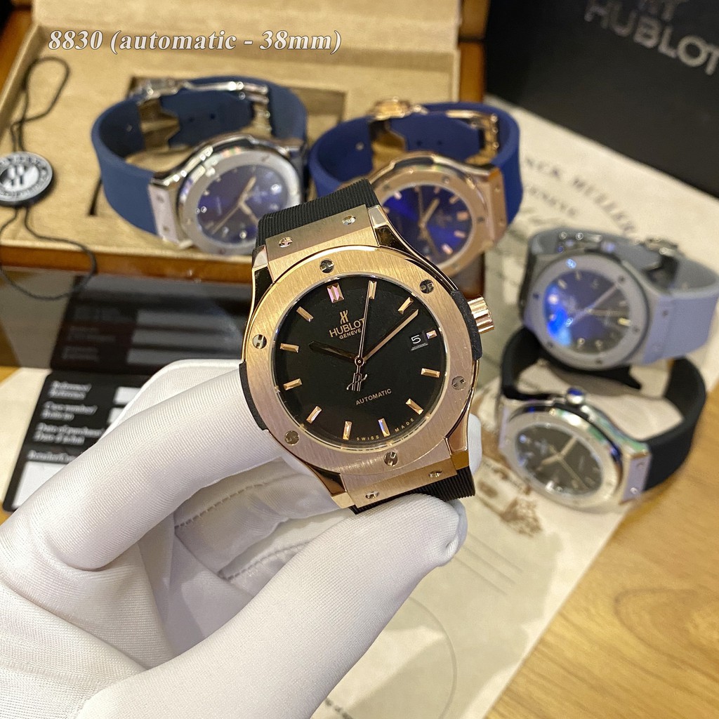 [Máy cơ] Đồng hồ nam nữ Hublot máy cơ automatic - 38mm chống xước, nước hàng fullbox hãng