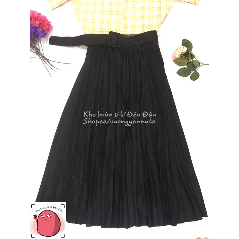 Chân váy dài Xếp Li cạp chun | BigBuy360 - bigbuy360.vn
