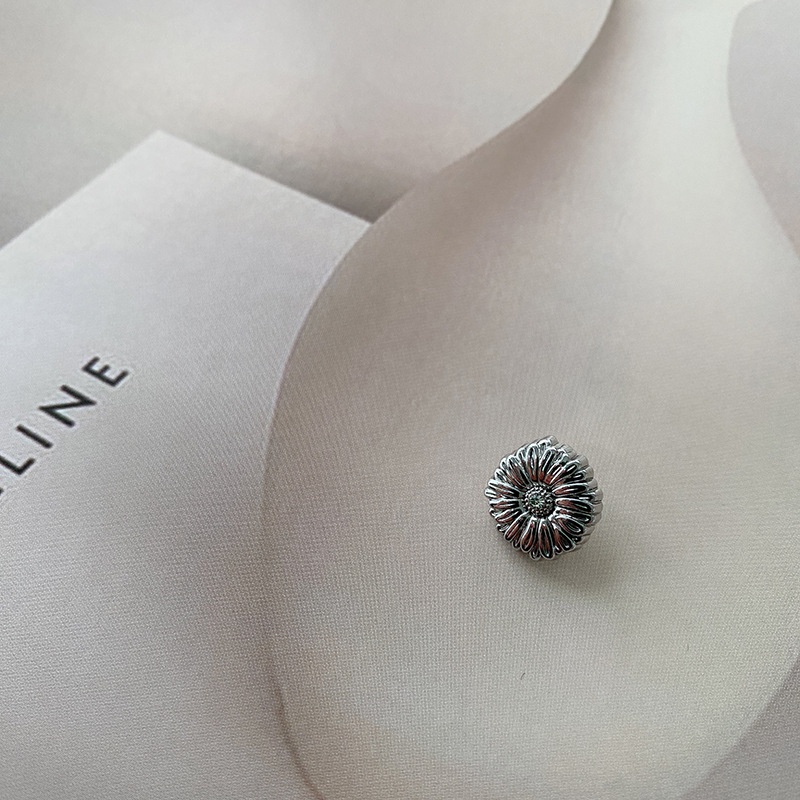 10 Khuy Măng Sét Kim Loại Hình Hoa Cúc Đính Hạt Giả Kim Cương