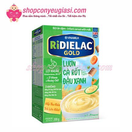 Bột Ăn Dặm RiDielac Lươn Cà Rốt Đậu Xanh - Hộp Giấy 200g - Date 2023