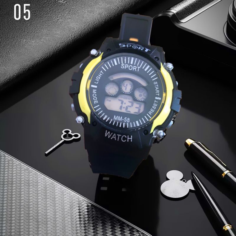 Đồng hồ trẻ em, bé trai bé gái và nam giới phong cách sport điện tử phát sáng thể thao D16