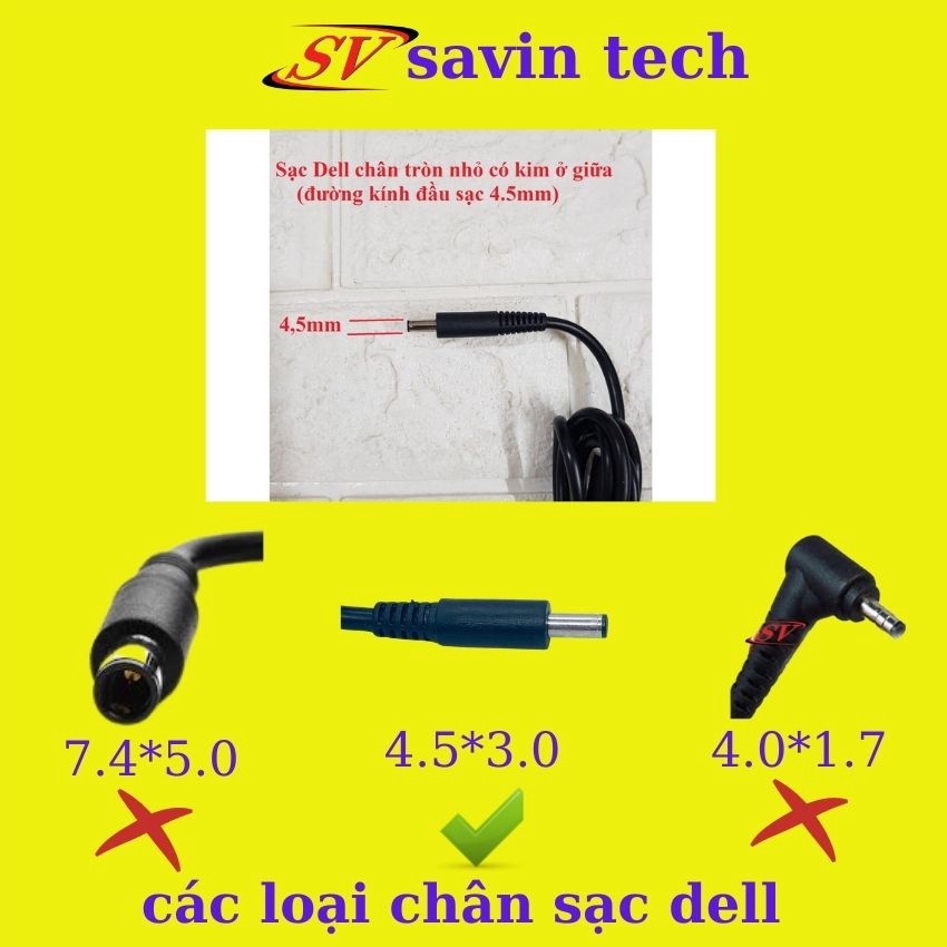 🔝 Sạc laptop dell 3,34 kim nhỏ Φ4.5Φ3.0 savintech, sạc máy tính dell 65w zin cao cấp bảo hành 12 tháng