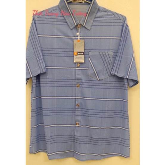 Áo sơ mi nam ngắn tay trung niên vải lanh cực mát Màu Sáng không nhăn xù