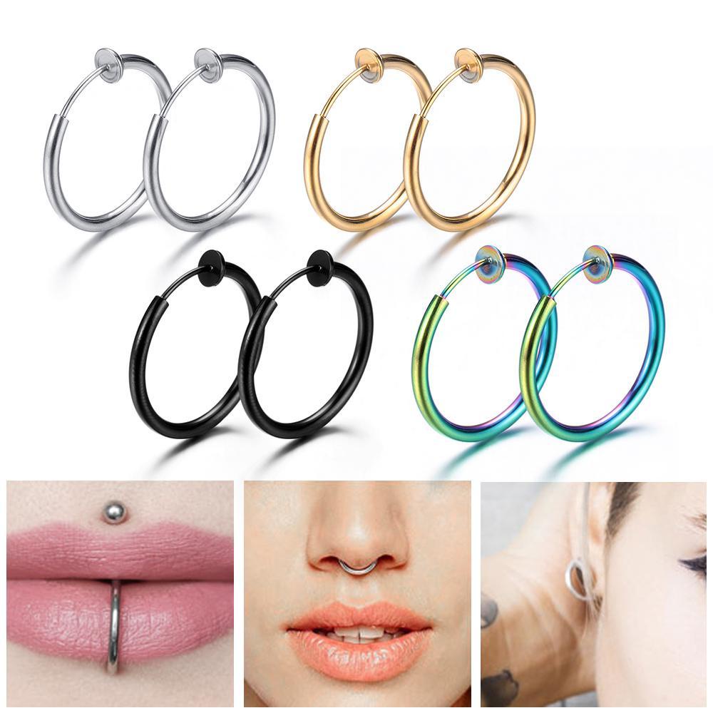 ORIENTLII HUGGIES Bông Tai Tròn Bằng Thép Không Gỉ Phong Cách Hip Hop Thời Trang Cho Nam Và Nữ