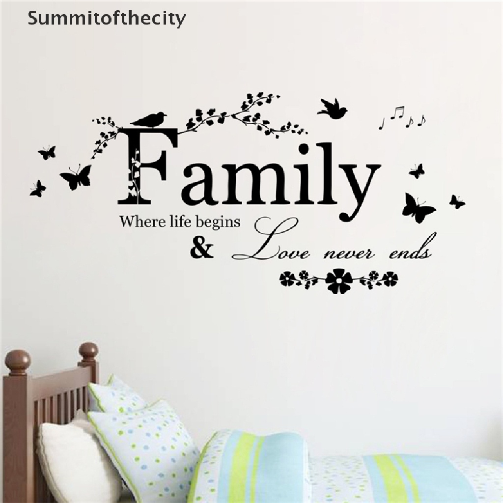 Miếng Dán Tường Trang Trí Nội Thất Tháo Được In Chữ Family Bằng Vinyl