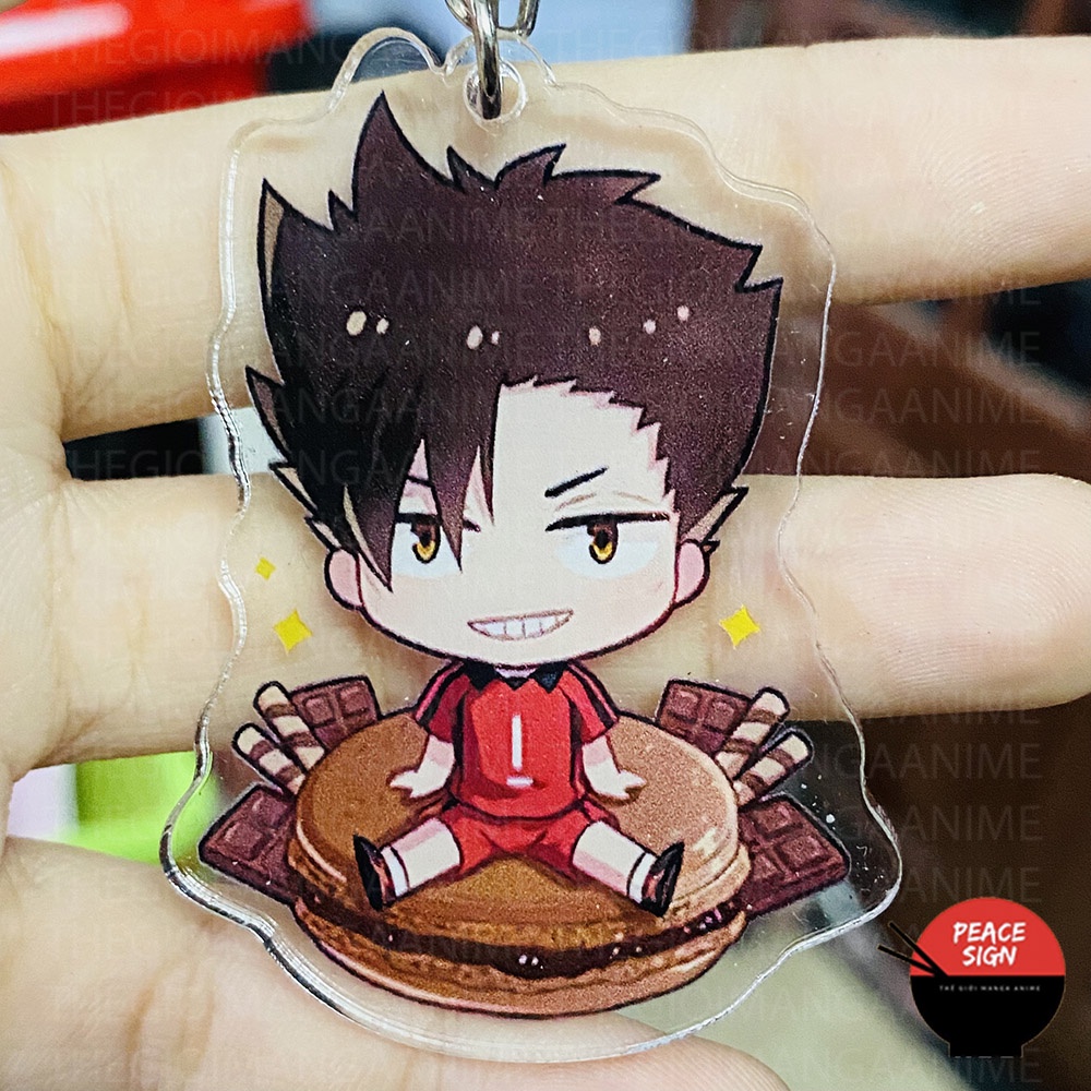 (mica trong acrylic) Móc khóa HAIKYUU! Vua Bóng Chuyền ver MACARON anime chibi xinh xắn