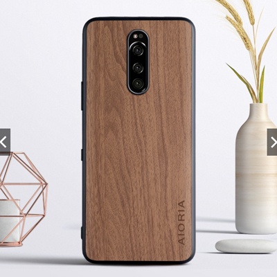 Ốp điện thoại TPU-PC da vân gỗ, tre cho Sony Xperia 1 (XZ4)