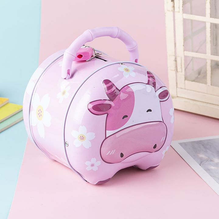 Két sắt mini hình con bò sữa dễ thương giúp các bé tiết kiệm