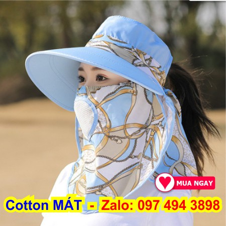 Mũ chống nắng nón che nắng màu Hồng Sen vải cotton cực đẹp và mát vành nón rộng mát có khẩu trang 2 lớp bảo vệ sức khỏe