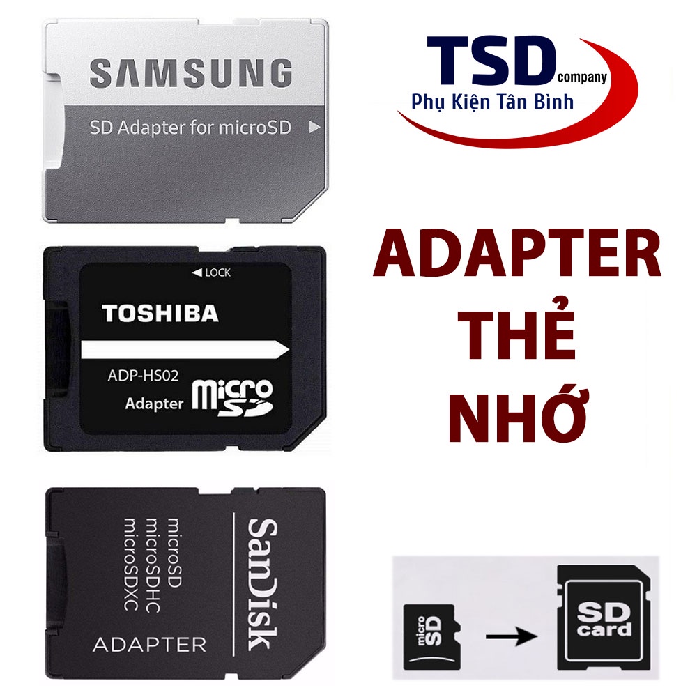 Adapter Thẻ Nhớ Chuyển Đổi Thẻ Nhớ Micro SD Sang Thẻ SD Chính Hãng
