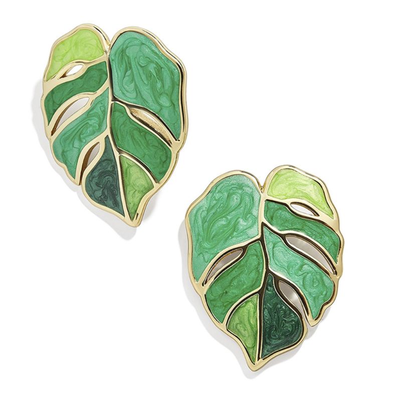 Bông tai hình hoa lá tráng men thời trang dành cho nữ