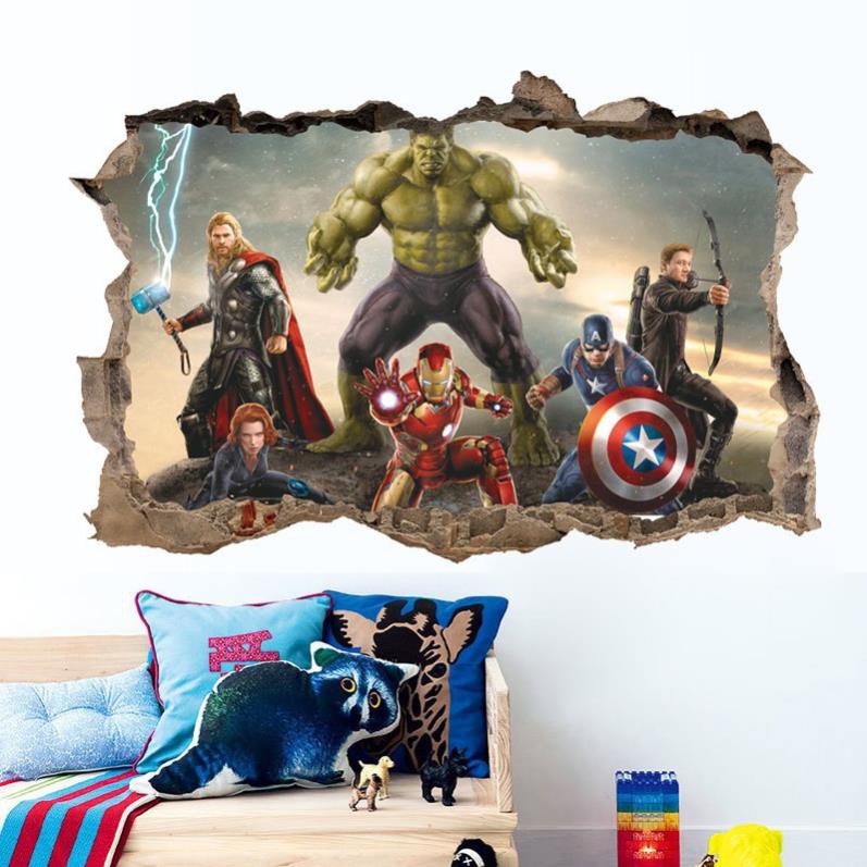 [XẢ HÀNG] Decal dán tranh 3D Avengers - Biệt đội siêu anh hùng 2 AmyShop