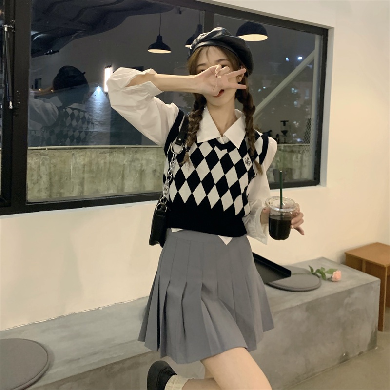 Áo len NZN không tay cổ chữ V họa tiết sọc caro thời trang cao cấp cho nữ