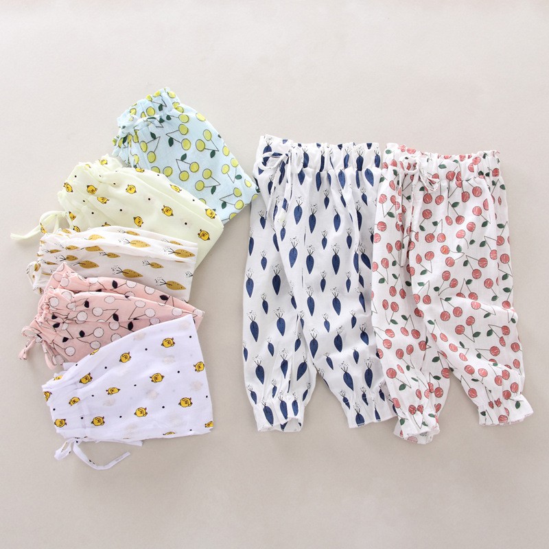 Set 7 Quần Dài Chống Muỗi Chất Liệu Cotton Mỏng Thời Trang Xuân Hè Cho Bé Gái