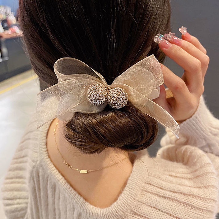 Dây Cột Tóc Cao Su Bản Lớn Đính Đá Cao Cấp 2022 Sang Trọng Thanh Lịch Cho Nữ