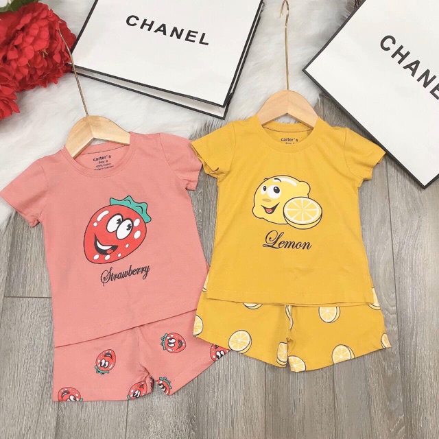 Bộ đùi cotton bé gái , họa tiết trái cây đáng yêu {8-18kg}