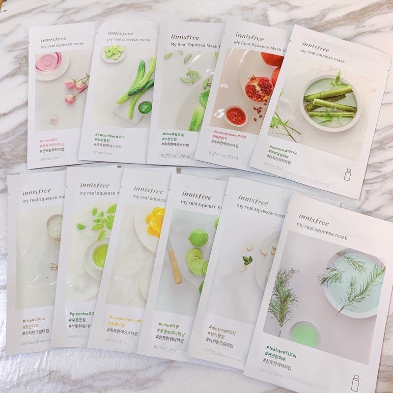 Combo 13 Miếng Mặt Nạ Innisfree My Real Squeeze Mask chuẩn Hàn