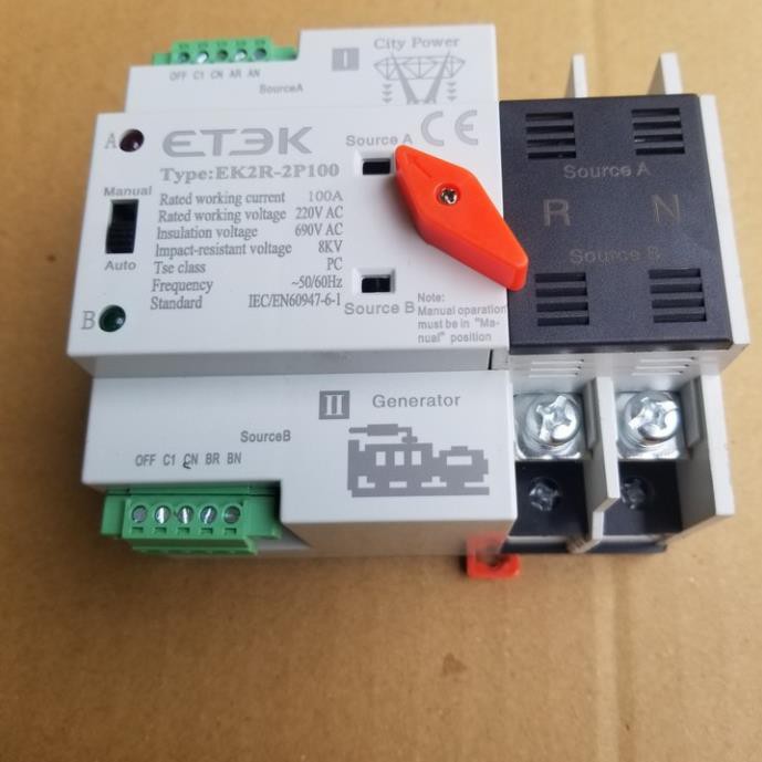 ATS chuyển nguồn điện tự động - ATS ETEK - Cầu dao 2 pha đóng cắt nhanh, không làm reset thiết bị, BẢO HÀNH 12 THÁNG