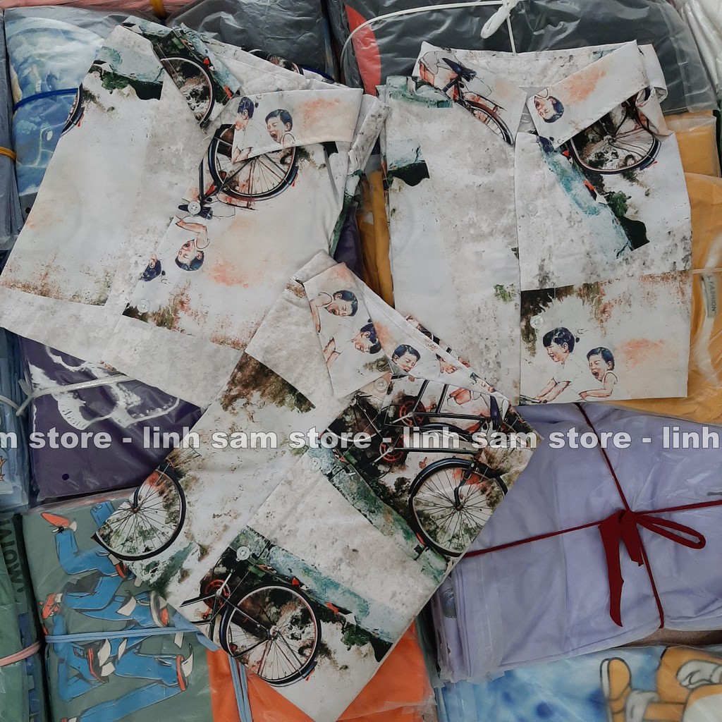 Áo sơ mi nữ in 3D cổ bẻ tay ngắn - lỡ dáng ulzzang freesize form rộng unisex mặc cặp, nhóm, in HÌNH XE ĐẠP MÀU VINTAGE | BigBuy360 - bigbuy360.vn