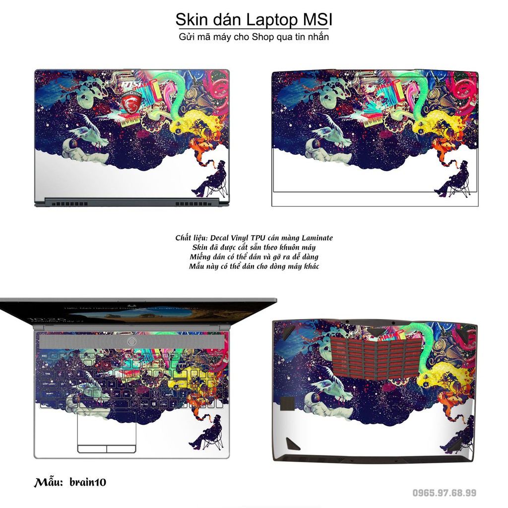 Skin dán Laptop MSI in hình Left Brain Right Brain (inbox mã máy cho Shop)
