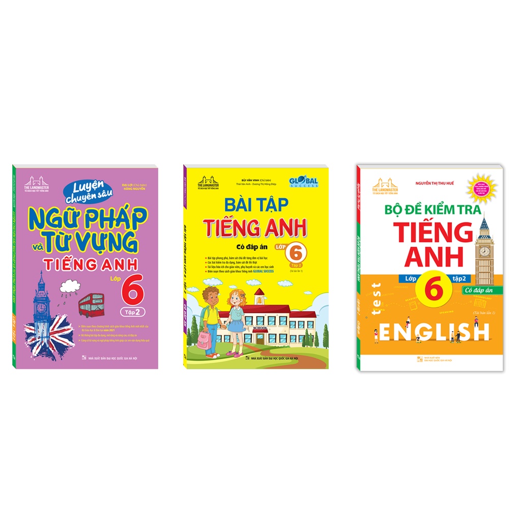 Sách - Combo 3c Luyện chuyên sâu và từ vựng tiếng anh  &amp; Bài tập tiếng anh &amp; bộ đề kiểm tra tiếng anh lớp 6 tập 2