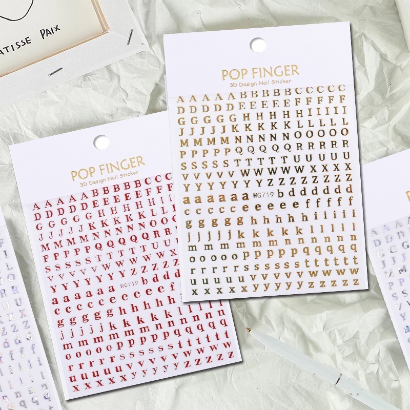 1 Miếng Dán Móng Tay 3D Hình Chữ Cái Tiếng Anh Rỗng Chống Thấm Nước Tự Dính DIY
