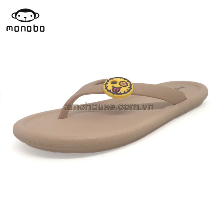 Dép Thái Lan nữ xỏ ngón đính mặt cười siêu nhẹ MONOBO - MONIGA 27S - BEIGE