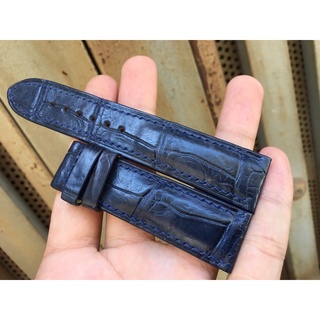 Dây đồng hồ da cá sấu nhập khẩu may handmade ( xanh navi)