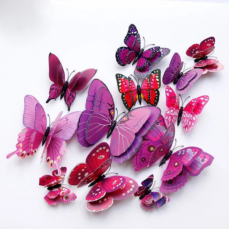 Set 12 miếng dán tủ lạnh họa tiết bướm 3D dễ thương