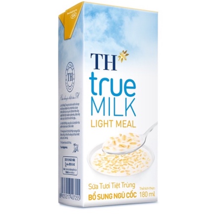 Sữa Tươi Tiệt Trùng TH Truemilk Light Meal Bổ Sung Ngũ Cốc Vỉ 4 Hộp x180ml